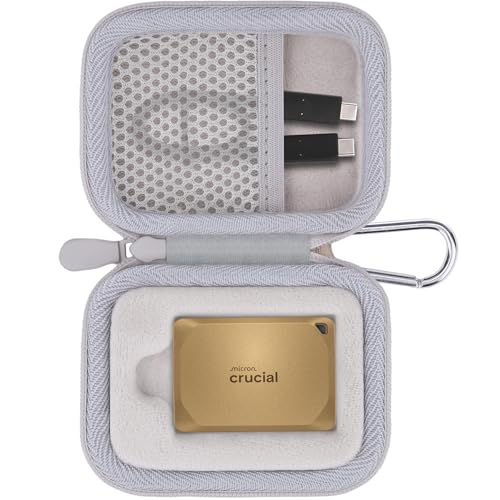 Image of Aenllosi for Crucial X10 Pro / X10 / X9 / X9 Pro 1TB /2TB /4TB /8TB Portable SSD Hard Case,USB 3.2 External Solid State Drive & USB Cable Organizer, Gold (Case Only)