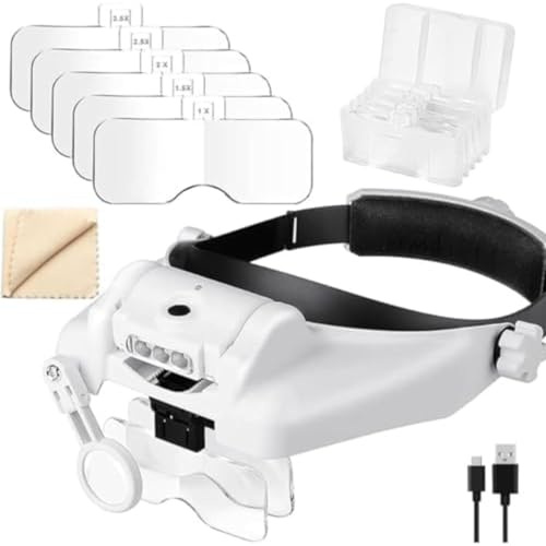 otoye 拡大鏡ヘッドバンド LEDライト付き 1倍から31倍、アップグレード版USB充電式 、ハンズフリー ヘッドマウント拡大鏡、付 ゴムバンド、 幅広い用途手芸/読書/読書/観察/精密作業用 ルーペツール ヘッドマウント、自由な調整可能な角度 幅広い