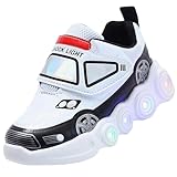Jasmeko Zapatillas con Luces para Niños, Zapatos Deportivas Niños Deporte Tenis Luz Luminosos (C-White,27)