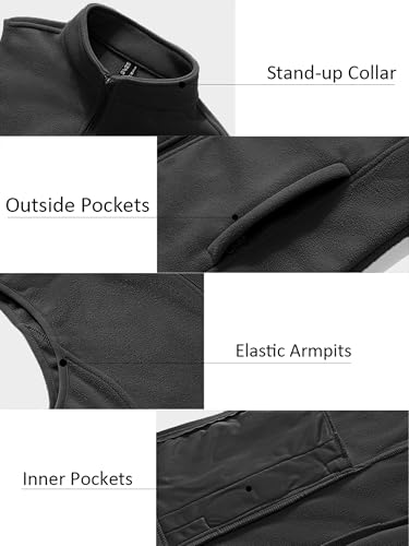SMENG Women's Fleece Vest Zipper Sleeveless Stand Collar Jacket Soft Warm Outerwear Coat Vest with 4 Pockets4