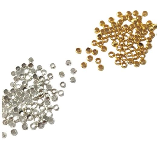 SSS | Gold & Silver Gear Lock/Crimp Beads/Bead Stoppers/Locking Beads for Jewellery Making, Beading and DIY Crafts | Gold - 6 GMS, Silver - 6 GMS (Pack of 12 GMS) | Invisible Jewellery Making Kit-image-30