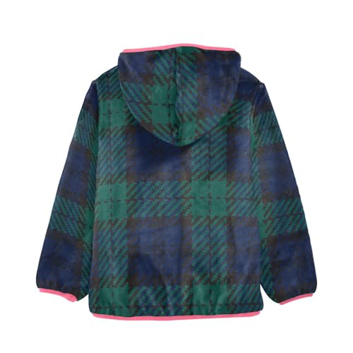 GuoChe Navy Black Green Twill Weave Buffalo Plaid Tartan Check Scotland Toddler Girl Sherpa Jacket2