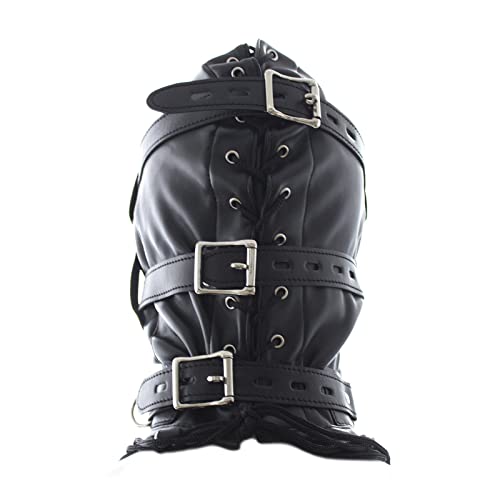 Sekusii SM 拘束具 全頭マスク プレイ 内部口枷付き 目隠し 男女 仮面 パーティー ハロウィン 仮装 コスプレ アダルトグッズ 目と口開ける - 画像3