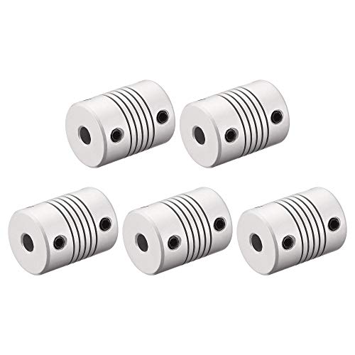 uxcell 5mm to 7mm Aluminum Alloy Shaft Coupling Flexible Coupler Motor Connector Joint L25xD19 Silver,5pcs
