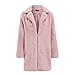 WSPDSD Élégant rose shaggy femmes fausse fourrure manteau streetwear automne hiver chaud en peluche manteau en peluche femme solide pardessus fête - Rose,XL