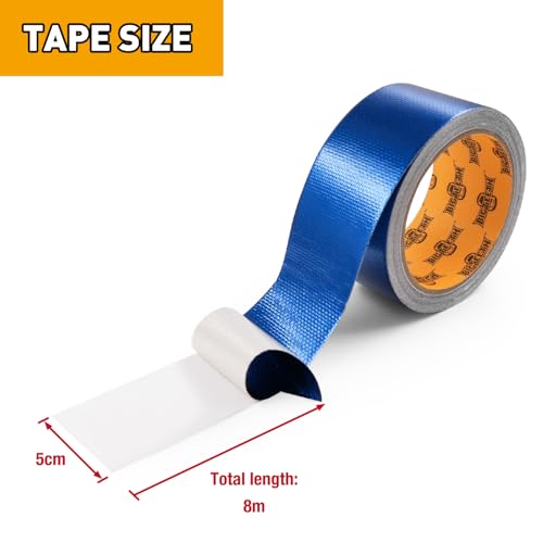 Image of BIGTEETH Blue Tent Repair Tape 2 inch * 26.25 ft | Canvas Repair Tape, Outdoor Repair Tape for Tarp, Tent, Boat Cover,Waterproof, UVproof