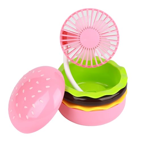 ROROUP Rechargeable Hamburger Desk Fan With Mirror 3 Inch Small