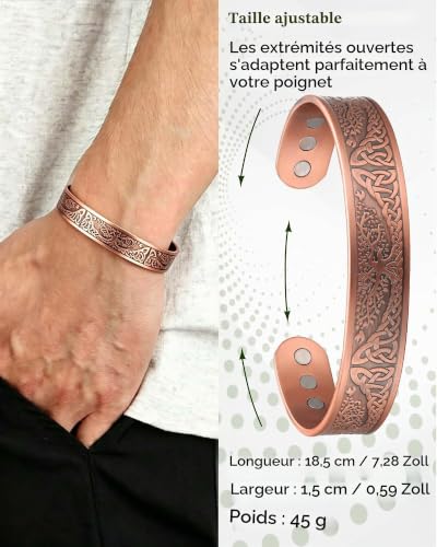 MagEnergy Bracelet en Cuivre Pur 99,99%, Livré avec Coffret Cadeau Bijou – vue 4