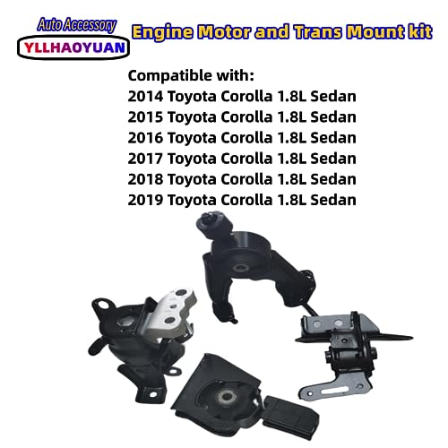 Yllhaoyuan Complete Engine Mount Set of 4 Compatible with 2014-2019 Corolla 1.8L Sedan CVT - Replaces EMT9875 A42019 A62023 A42026 by Yllhaoyuan - Used condition - Image 2