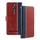Shantime Leather Flip Case Compatible with Asus Zenfone 2 ZE551KL Case with Card Holder RFID Blocking Magnetic Kickstand Slim Fit Business Protective Cover(Red)