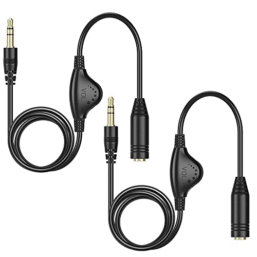 【2本セット】3.5mm オーディオ延長ケーブル 1M イヤホン 延長コード 【ボリューム調節ダイヤル付き】 イヤホン、スピーカー、PC、スマホ、TV、車等に対応
