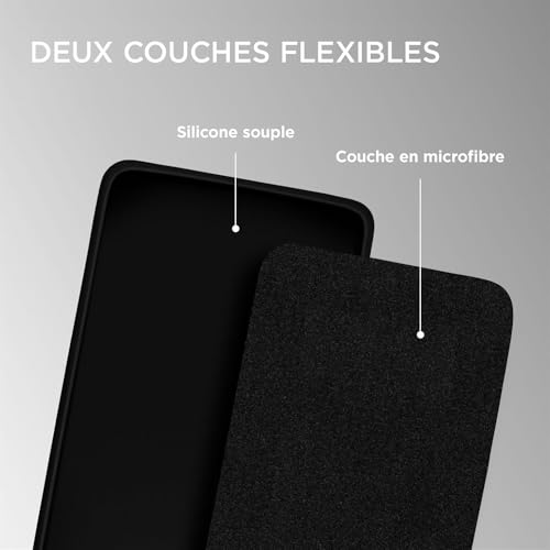 Coque protection Samsung S22 Plus silicone noir avec coque arriere souple