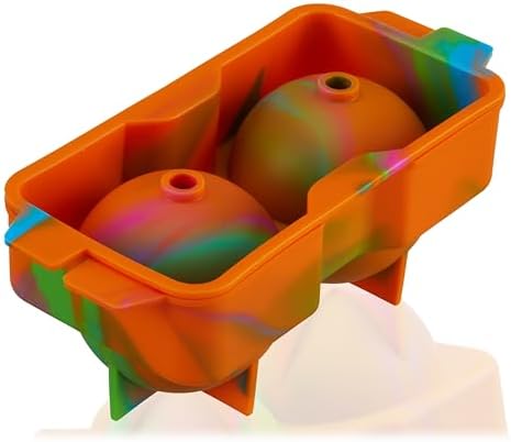 Host Silicone 2.25" Ice Sphere Silicone Mold in Colored Marble - 2.25” Large Ice Ball Maker - Slow-Melting for Cocktails & Whiskey - Food-Safe & Dishwasher Safe - Makes Two Ice Spheres, Set of 1