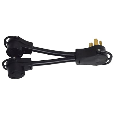 VALTERRA A10-50X30Y Mighty Cord 12" Adapter Cord w/Handle - 50AM to 30AF x 2-Y, Red