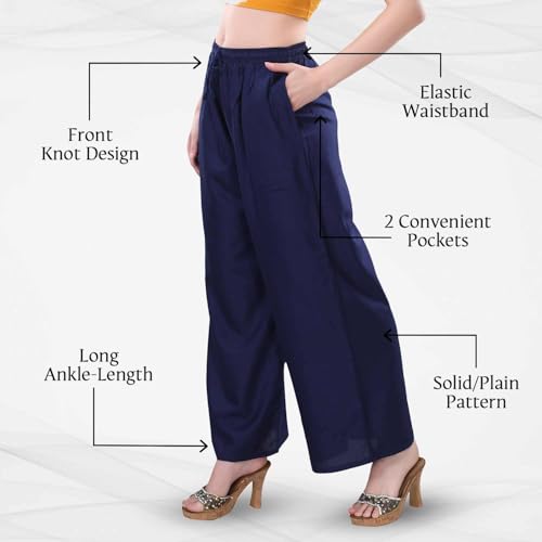 Image of TRASA Women's and Girls Cotton Reyon Regular Fit Palazzo Pants - Available Size - L, XL, 2XL, 3XL