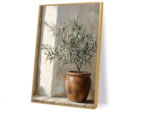 Poster Original Design Rustic Olive Tree Wall Art(30"x20" Golden Frame)