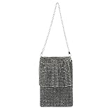 SUPVOX Bolso de Mano Portátil para Mujer Cierre de Cremallera, Diseño Vertical Strass Negro, Monedero Pequeño para Teléfono y Fiesta, Bolso de Noche Elegante para Banquetes y Eventos