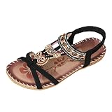 Allbestop Sandale Femmes, Sandales Plates et Souples Chaussure Ouverte Femme Protege Pieds Femme Chaussures Décontractées Sandales Fille Été Fleur de Plage Antidérapantes pour Fille(Le noir,43)