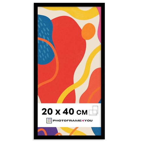 Photoframe4you - Bilderrahmen 20x40 cm - Bruchsicheres Acrylglas - Schwarzer Fotorahmen für Fotos. Poster. Puzzles & Zertifikate - Robuster Kunststoff zum Aufhängen im Hoch- & Querformat - Nancy