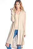 RENEEC. Women's Lightweight Open Front Classic Long Office Cardigan - Made in USA (Large, Beige)