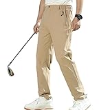 [Ｋａｙｉｙａｓｕ] ゴルフパンツ メンズ ゴルフウェア アウトドアパンツ 速乾 撥水 通気性 UVカット 耐摩耗 ストレッチ スラックス 薄手 登山 ランニング ウエストゴム M-3XL(XL カーキ)