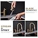 Brushed Bronze Bridge Kitchen Faucet with Pull Down Sprayer, Lava Odoro Transitional Bronze Gold Kitchen Sink Faucet 3 Hole 2 Handle Antique Brass Bridge Kitchen Faucet, KF501-BB