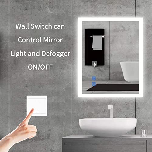 Prifayer 32 X 24 Backlit Led Bathroom Mirror With Lights Dimmable By Touch Sensor For Wall Rectangular Anti-Fog Frameless Lighted Vanity Mirror With Timer Support Wall Switch Control Etl List #TOP6