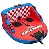 VEVOR Towable Tube für Boote, Wassersport-Schleppreifen für 2 Personen, bis 154 kg Tragfähigkeit, mit 2 Zugpunkten, Nylonhülle, Gepolsterten Griffen und Sicherheitsventil, für Seen, Flüsse, Rot