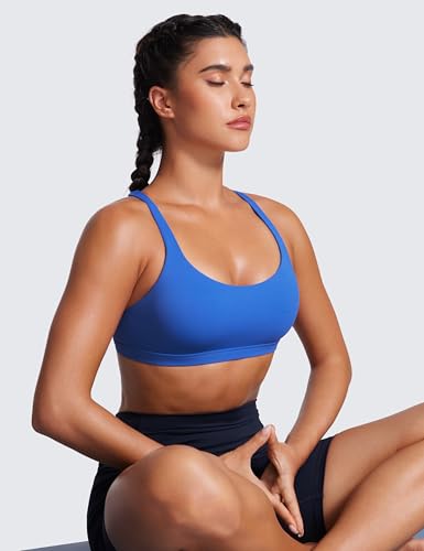 Image of CRZ YOGA Naked Feeling Strappy Sports Bras for Women - Criss Cross Back Wireless Padded Cami Yoga Workout Top