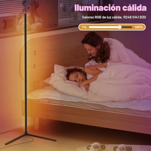 CS COSDDI Lámpara de pie regulable con app para iluminar rincones oscuros del salón 2