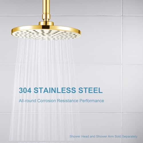 OFFO Shower Arm with Flange, Bright Gold 24 in Ceiling Mount Replacement Rain Shower Head Straight Arm Ceiling-Mounted For Fixed Shower Head & High Pressure Rain by OFFO - Used condition - Image 3