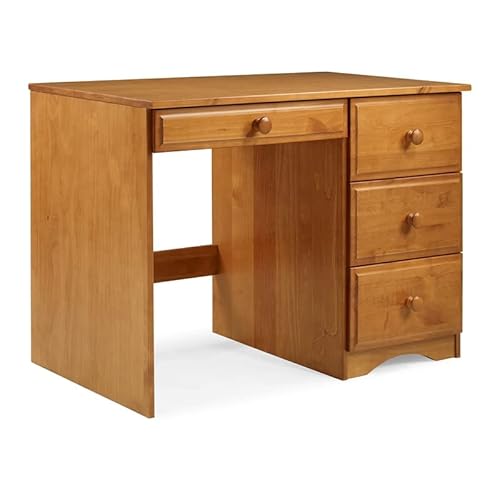 Essentials Writing Desk / 43.5"W / Study Writing Table for Home Office / Solid Wood / Natural Variations of Wood Grains / 4 Drawers, Castanho Brown Essentials Writing Desk / 43.5"W / Study Writing Table for Home Office / Solid Wood / Natural Variations of Wood Grains / 4 Drawers, Castanho Brown