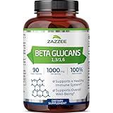 Zazzee Extra Strength 1,3/1,6 Beta Glucans, 1000 mg, 100% Concentrated, 90 Vegan Capsules, Supports a Healthy Immune System, 100% Vegetarian, All-Natural and Non-GMO