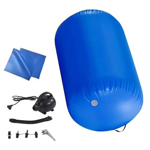 LSBIKE Aufblasbarer Air Roller 60/75/90 cm Air Barrel Luftrolle Gymnastikmatte mit Elektropumpe, Tumbling Mat für Rückwärtsüberschläge, Yoga & Wassergymnastik für Erwachsene & Kinder (Blau, 75cm)