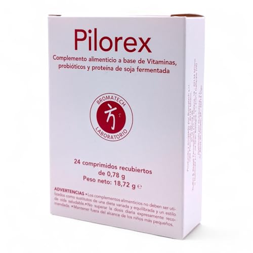 Bromatech Pilorex 24 Cápsulas - Probiótico con Vitaminas B, Vitamina C, Lactobacillus Acidophilus, Ácido Fólico, Ácido Pantotenico y Proteínas de Soja Fermentada - Para la Normalidad de las Mucosas