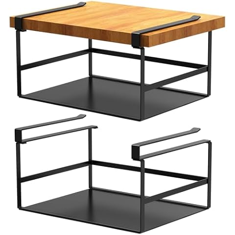 Fengone Under Shelf Storage Basket Organizer Hanging Holder Hanging Undershelf Storage Basket for Cabinet Kitchen Cupboard Desk Counter Bookshelf Heavy-Duty Slide-in Storage Basket (Black Large) Cover