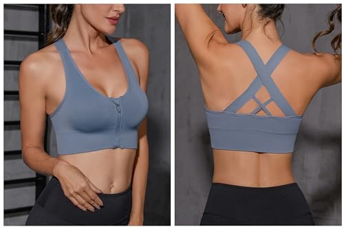 Sykooria Women Sports Bras High Impact Strappy Cross Back Padded Workout Bras for Running Yoga Gym2