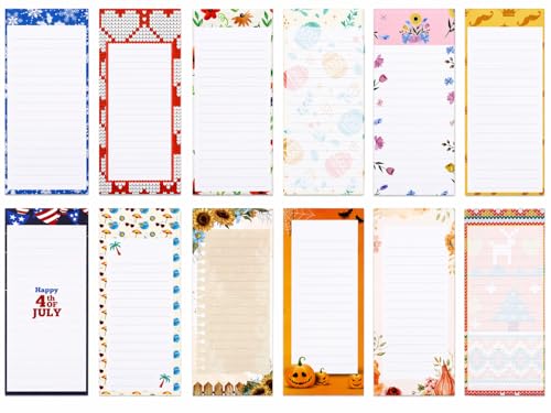 Creative Hobbies 12-Pack Monthly Magnetic Notepads - Vibrant Seasonal Designs