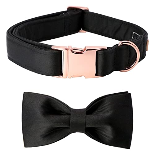 Black Silk Dog Collar with Bowtie Adjustable Pet Girl Dog Collar for Large Medium Small Dogs (Size : X-Large)