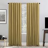Sun Zero Evelina Faux Dupioni Silk Thermal Extreme 100% Blackout Back Tab Curtain Panel, 50 in x 84,...