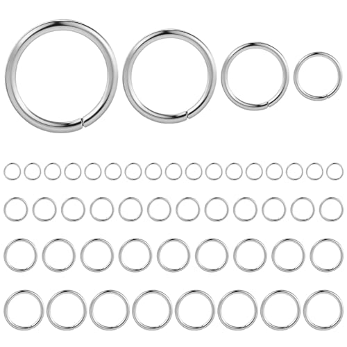 80 PCS Jump Rings Open Jump Rings for Jewelry Making Open Jump Ring Connector Rings Bulk for DIY Craft Earring Necklace Bracelet Pendant Choker 4mm 6mm 8mm 10mm (Silver)