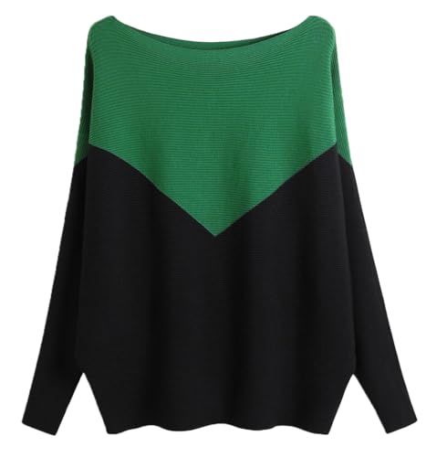Image of EDSTAR Women Dolman Batwing Sleeves Knitted Sweaters Winter Boat Neck Pullovers Tops