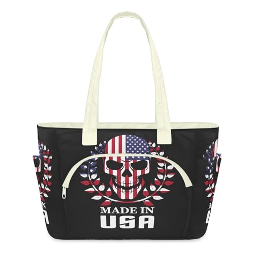 Sac fourre-tout léger matelassé au motif tête de mort rebelle