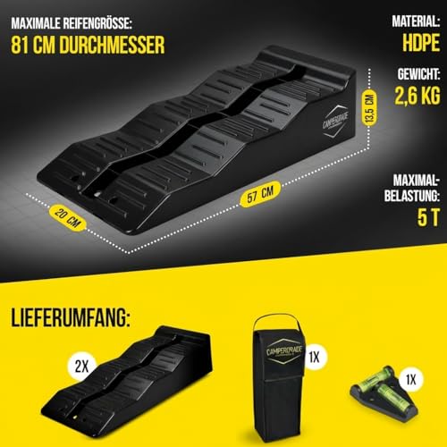Auffahrkeile Wohnmobil & Wohnwagen – 3-stufige Auffahrrampe Pkw & Auto Auffahrrampen [2er Set] | Hochbelastbare Rampe Auto & Rampen für Wohnmobilausstattung, Caravan | stabile Auto Rampe