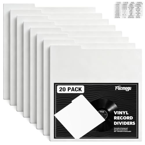 Facmogu 20PCS 12 Inch White Vinyl Record Dividers for LP Albums