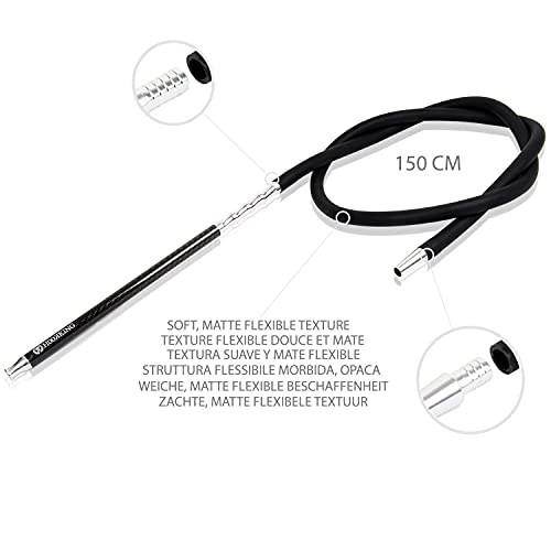HOOKKING Shisha Griff aus Aluminium und Kohlefaser, Griff mit Silikonschlauch 150 cm und Mundstück, Universalzubehör für… – Bild 4
