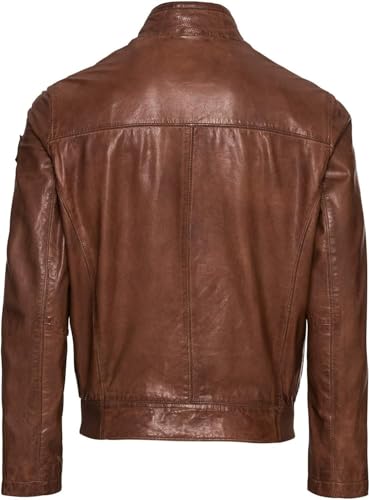 MILESTONE Lucano Agneau Veste en cuir véritable couleur cognac pour homme Grande taille, cognac, 64 – vue 3