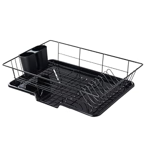Space-Saving 3-Piece Dish Drainer Rack Set with Cutlery Holder – Maximize Countertop Space, Black