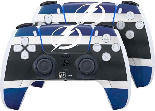 Skinit Decal Gaming Skin Compatible with PS5 Controller (2 Pack) - Officially Licensed NHL Tampa Bay Lightning Black Background Design