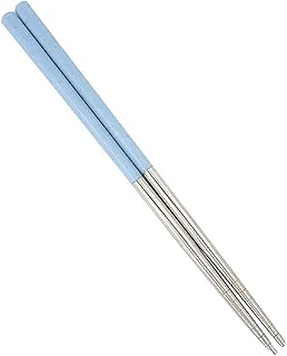 DOCAT 1 Pair Tableware Solid Chopsticks 22 cm Long Re-usable Designer Stainless Steel Chopsticks (Blue)